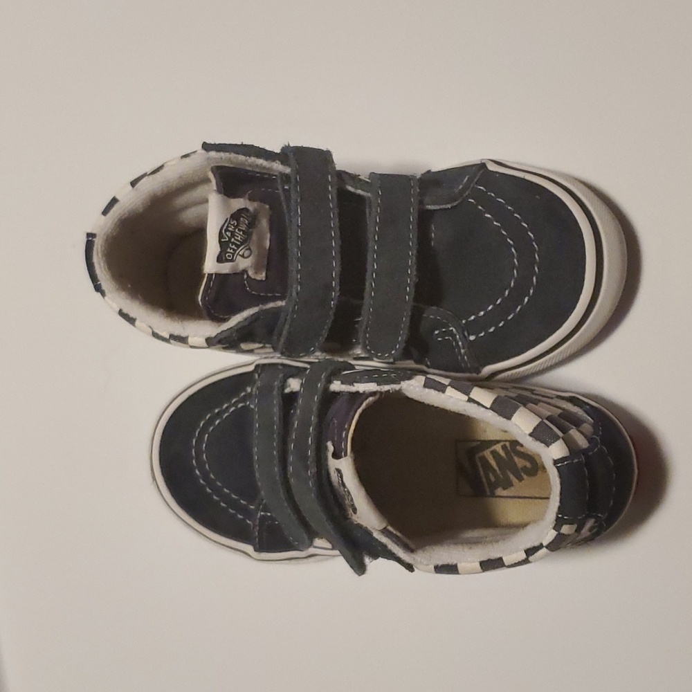 Vans toddler high tops, navy and white, velcro closure, size 10